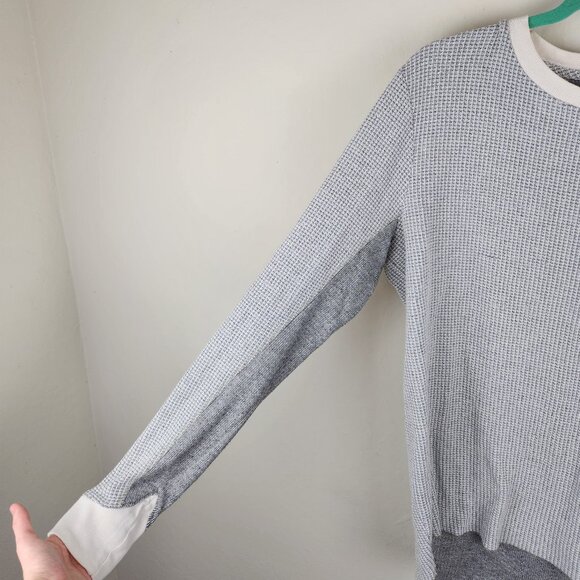 Sol Angeles Gray White Thermal Waffle Knit Long Sleeve Tee sz L *flawed* - Picture 3 of 11